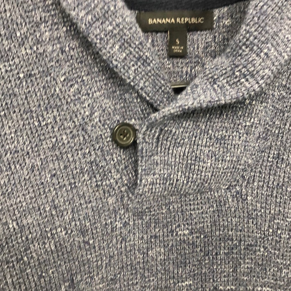Banana Republic Light Blue Marl Shawl Neck Sweater Size Small 100% Cotton